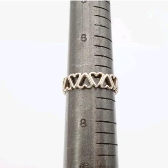 Vintage Sterling Silver 925 Heart Ring Band Size 7 - Picture 8 of 8